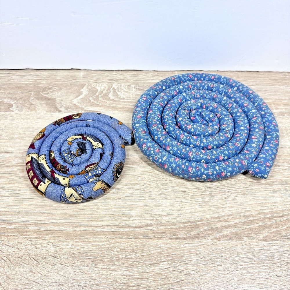 Vintage Heavy Weighted‎ Trivets Or Hot Pads, Burgundy, Navy
